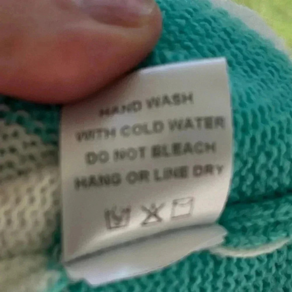 Andree by unit turquoise and white distressed sweater size large - Picture 5 of 6